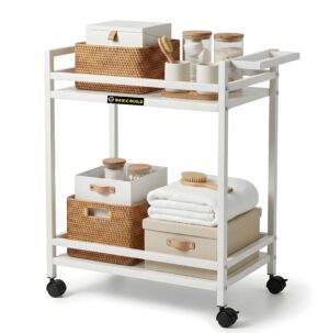 sdfeferdfr 2-tire Multipurpose Metal Rolling Trolley (white)